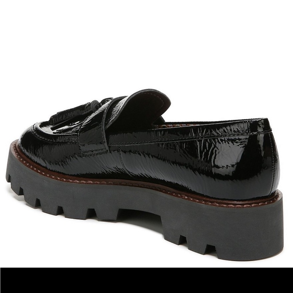 Franco Sarto Black Patent Tassel Lug Sole Loafers - Picture 2 of 13
